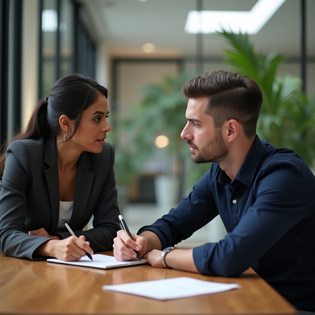 Professional mentoring session with focused discussion between mentor and mentee